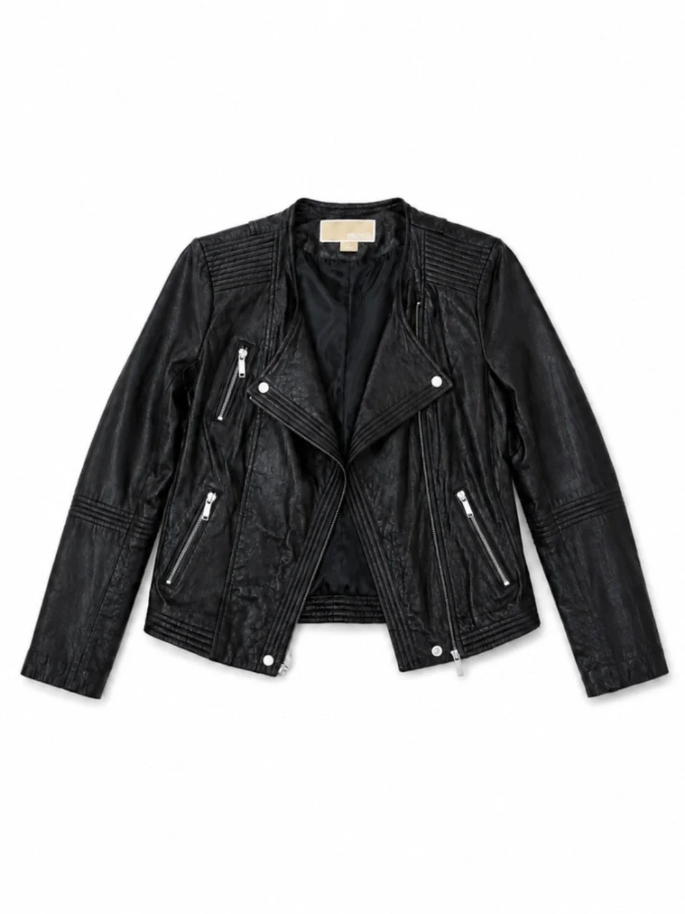 Michael Michael Kors Black Leather Moto Jacket Large